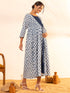 White Cotton Floral A-Line Dress